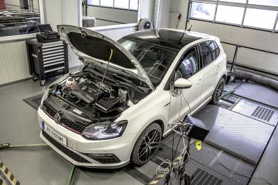 VW Polo GTI auf dem Leistungspr&uuml;fstand von DTE